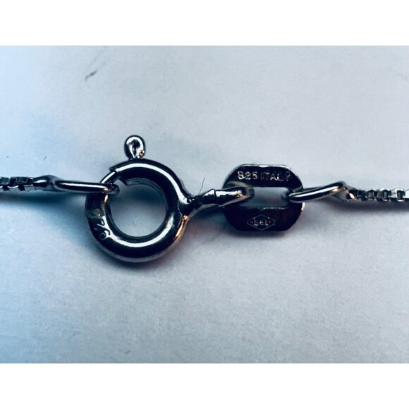 Sterling Silver 925 Italy Cross Necklace with Marquise CZ Stones, 18” Chain - Picture 9 of 10